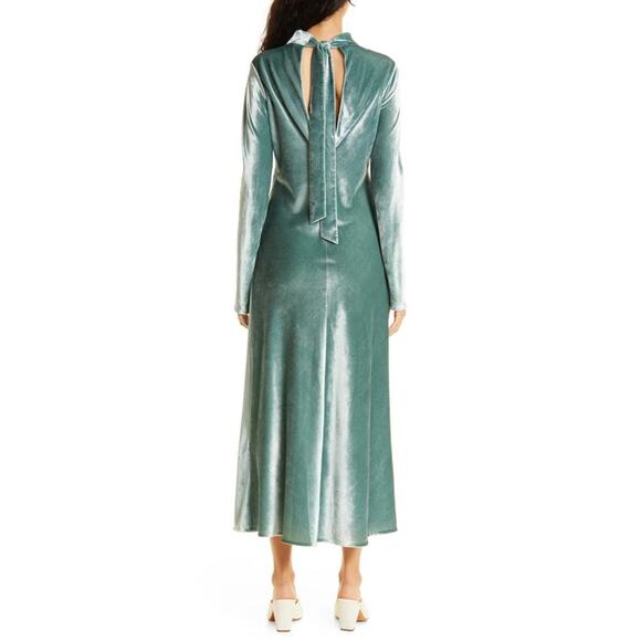 NWOT Vince Velvet Tie Back Mock Neck Long Sleeve A-Line Maxi Dress Size Small - Picture 8 of 9